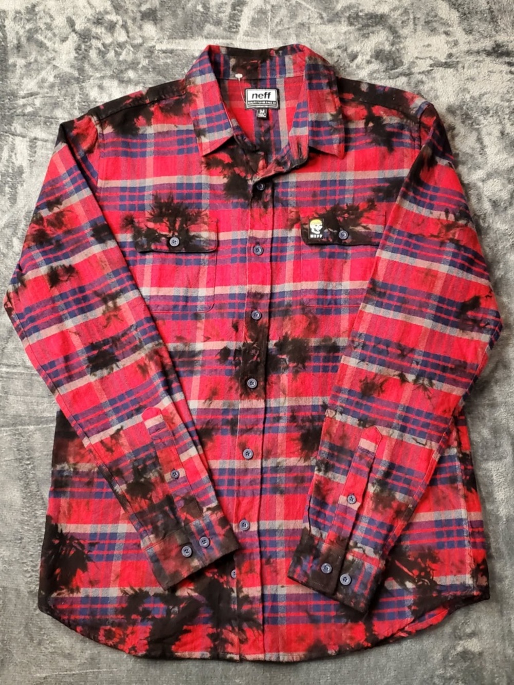 Neff Red and Black  Plaid Button-Down Shirt